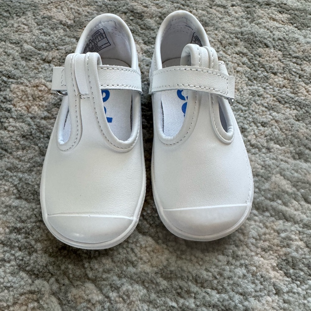 White Keds T-Strap Kids Shoes